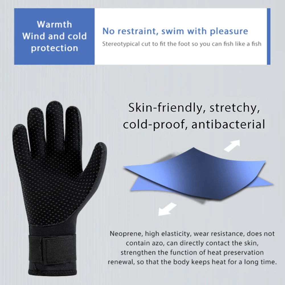 Elastic Scratch Proof Water Diving Gloves Snorkeling Five Finger Warm Wetsuit Non-slip Winter Gloves for Diving Aquatic Sports