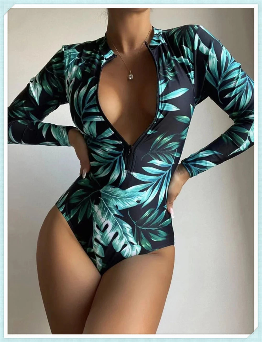 Solid Diving Clothes 2023 Women Zipper One Piece Bathers Bathing Swimming Swim Suit Female Long Sleeve Swimwear Surf Swimsuit