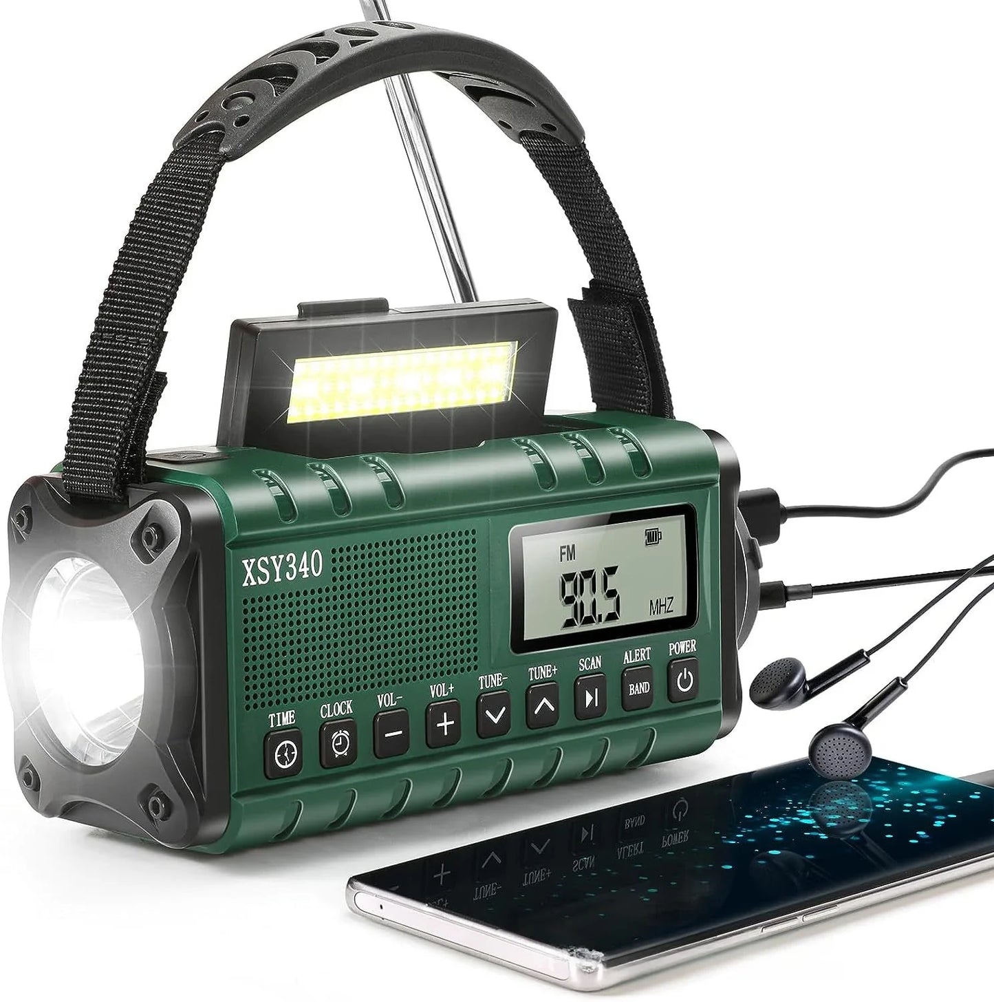 2025 Upgrade 10000mAh Emergency Weather Radio Solar Hand Crank AM/FM Portable Radio Headphone Jack Flashlight Reading Light SOS