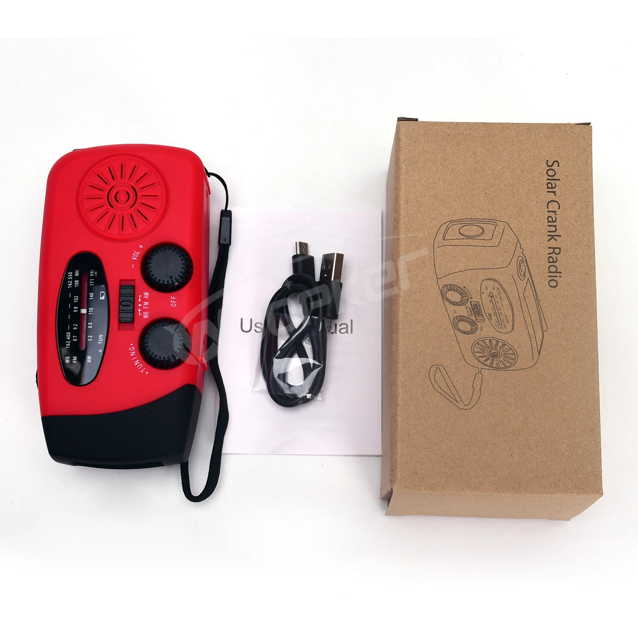 Woopker Radio E30 10000mAh FM Emergency Radio Solar Hand Crank Generator AM/FM/NOAA LED Portable Radio SOS Alarm Power Bank