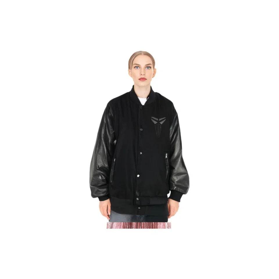 Nike Destroyer Jacket Leather Sleeve Men's Vintage Baseball Wool Winter Casual Leather Motorcycle Warm FB6983-010