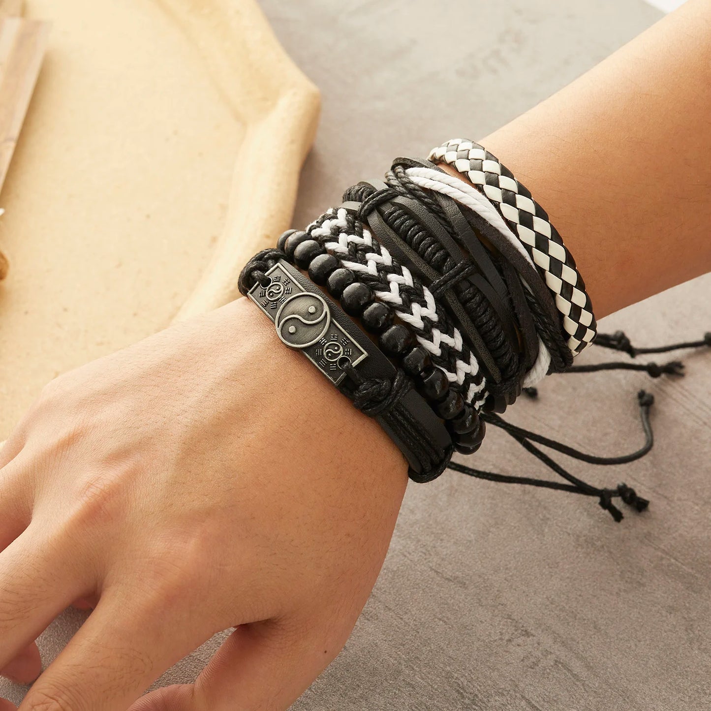 Trendy Braided Wrap Leather Bracelet for Men Women Vintage Feather Infinite Cross Wood Beads Ethnic Wristband Jewelry Gifts