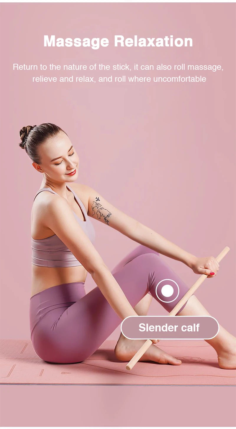 Body Sculpting Home Fitness Wooden Yoga Pole Open Shoulder Beauty Back Posture Corrector Multipurpose Pranayama Stick for Dance
