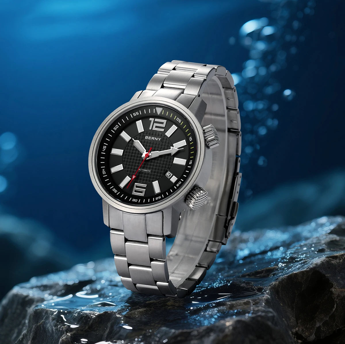 BERNY Automatic Diver Watch for Men Super Luminous Sapphire Miyota 8215 Compressor 20ATM Swimming Scuba Diving Sports Man Watch