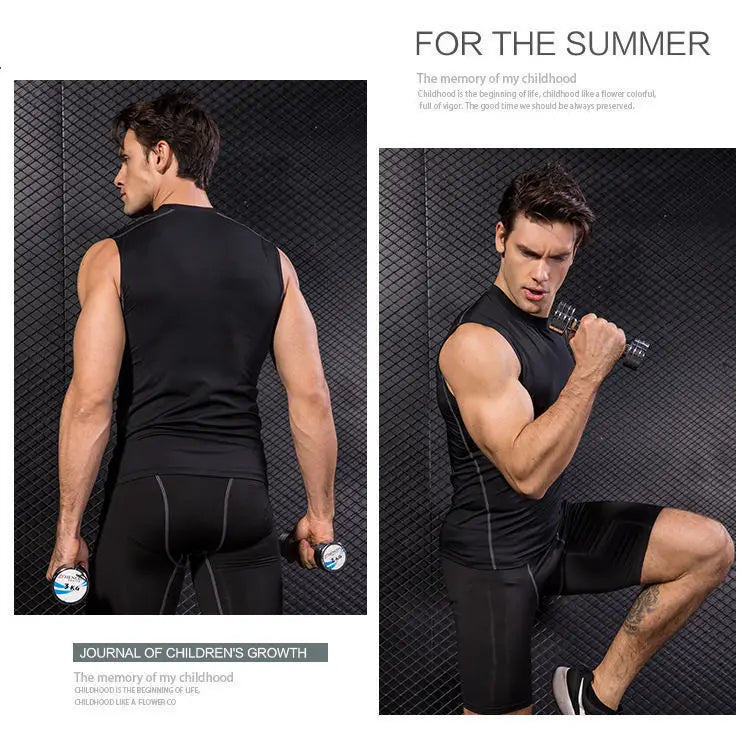 Male Jogging Vest Men Summer Fitness Tank Top Men's Outdoor Mesh Breathable Undershirt Round Collar T-shirt Man Sports Tank Top