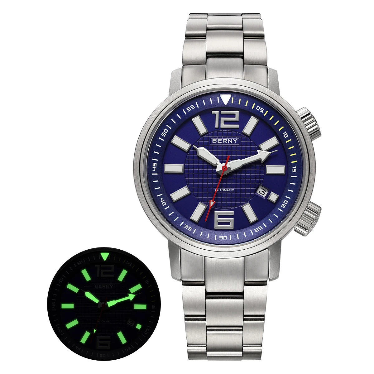 BERNY Automatic Diver Watch for Men Super Luminous Sapphire Miyota 8215 Compressor 20ATM Swimming Scuba Diving Sports Man Watch