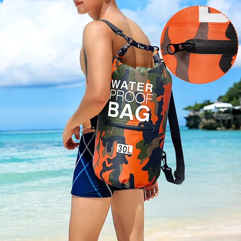 15-30L Waterproof Dry Bags With Wet Separation Beach Pocket Backpack For Kayaking Boating Swimming Outdoor Camping Sports Bag