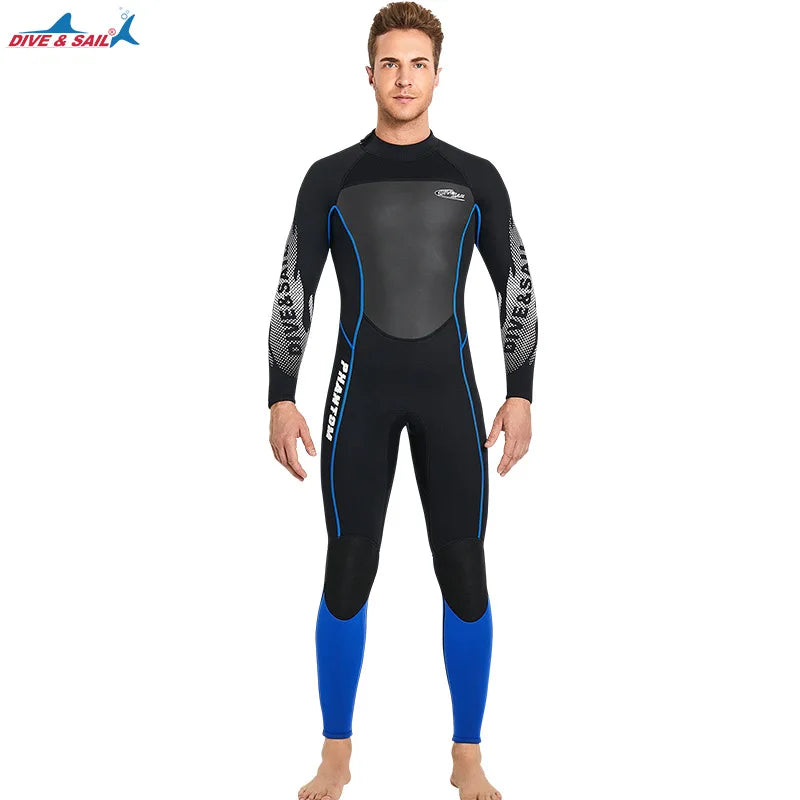 3MM Neoprene One-Piece Thick Warm Wetsuit Men Women Long Sleeved Cold-Proof Surfing Suit Snorkeling Swimming Jellyfish Suit