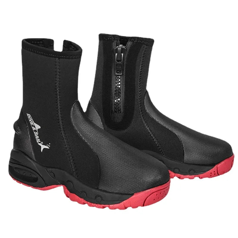 Neoprene Scuba Diving Boots, Water Shoes, Vulcanization, Cold Proof, High Upper, Warm Fins, Spearfishing, 5mm, Winter