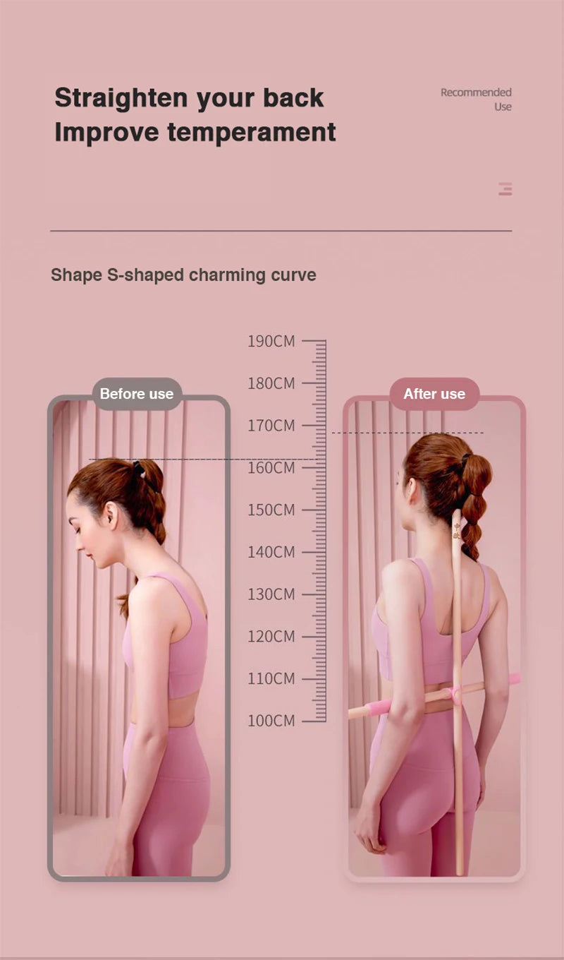Body Sculpting Home Fitness Wooden Yoga Pole Open Shoulder Beauty Back Posture Corrector Multipurpose Pranayama Stick for Dance