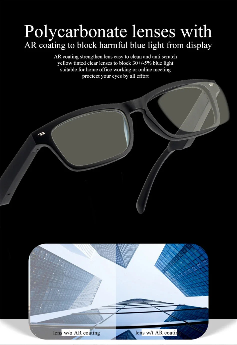 2024 Smart Glasses Wireless Bluetooth Music Glasses Smart Anti-Blue Light HD Bluetooth Call Outdoor Sports Polarized Sunglasses