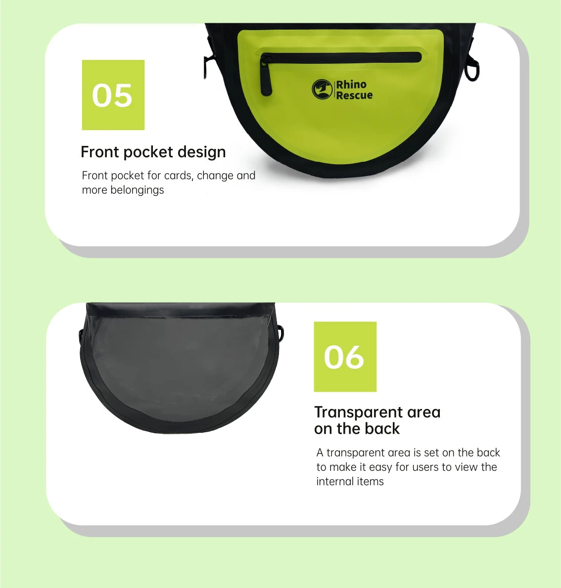 Rhino Rescue Waterproof Dry Bag 5L - Roll Top Waterproof Backpack Sack Keeps Gear Dry for Kayak