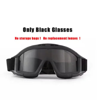 Goggles 3 lenses windproof dustproof shooting off-road motorbike mountain riding hiking glasses safety UV protection