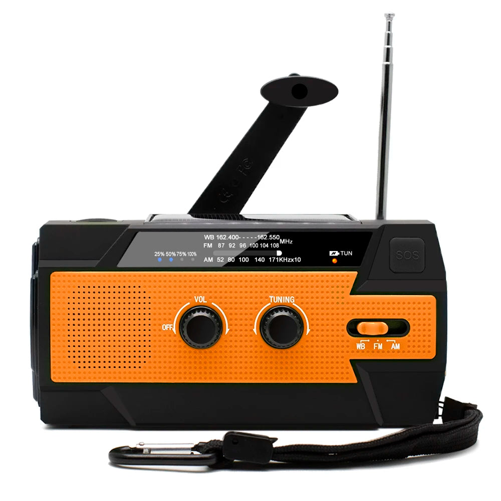 Emergency NOAA Weather Radio,Portable Hand Crank Radio,Solar Powered,AM/FM,SOS Alarm,Flashlight 4000mAh Rechargeable Power Bank