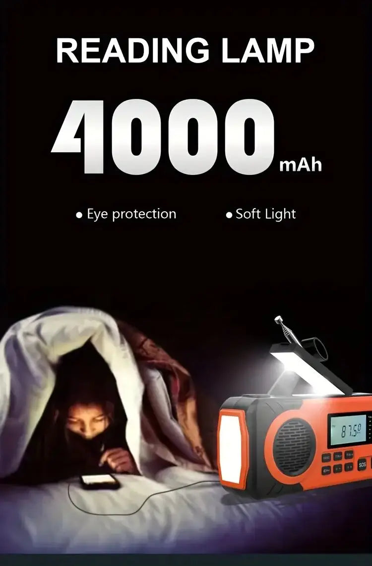 Solar Hand Crank Emergency Weather Radio,SW/AM/FM Portable Radio with 3 LED Flashlight 4000mAh Power Bank Cellphone Charger