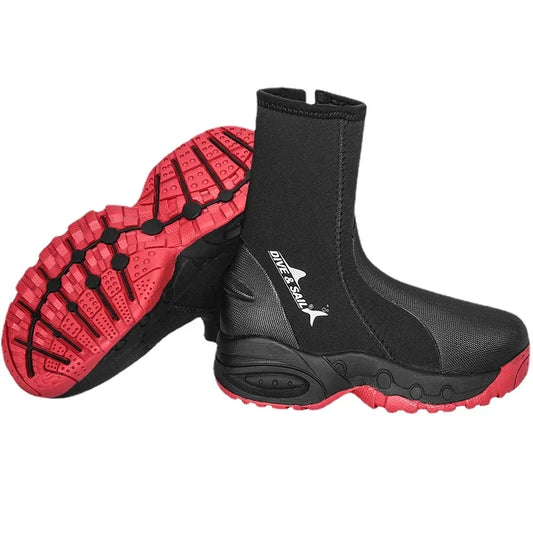 Neoprene Scuba Diving Boots, Water Shoes, Vulcanization, Cold Proof, High Upper, Warm Fins, Spearfishing, 5mm, Winter