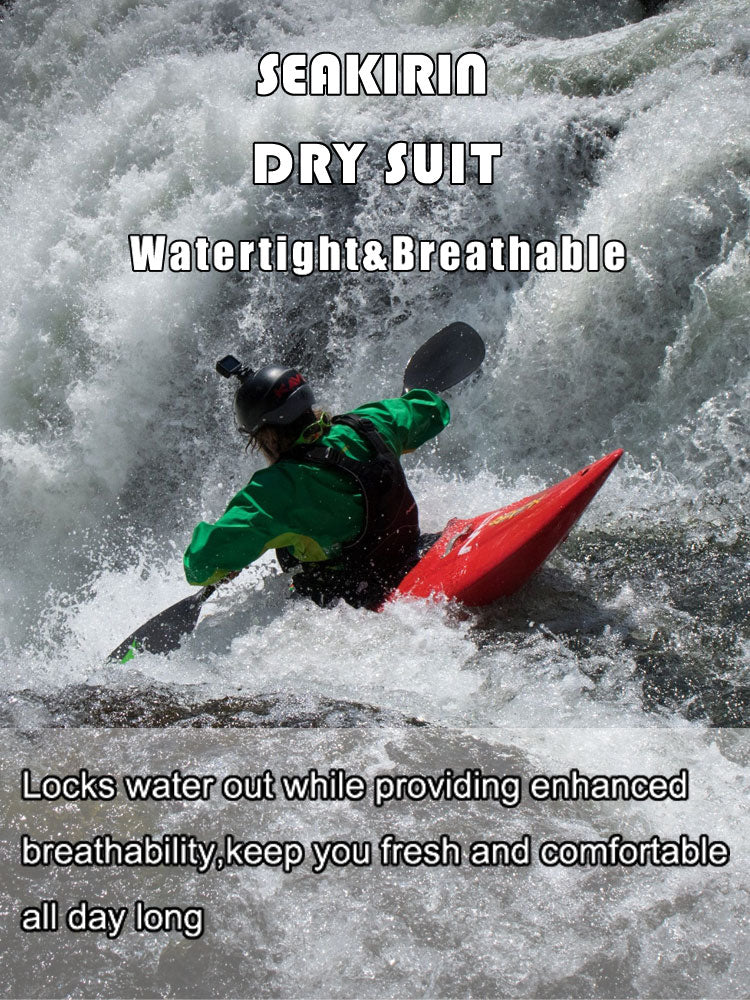 Roupa seca masculina de caiaque, à prova d'água, respirável, para remo, roupa seca de sobrevivência com capuz removível, manter aquecido em água fria