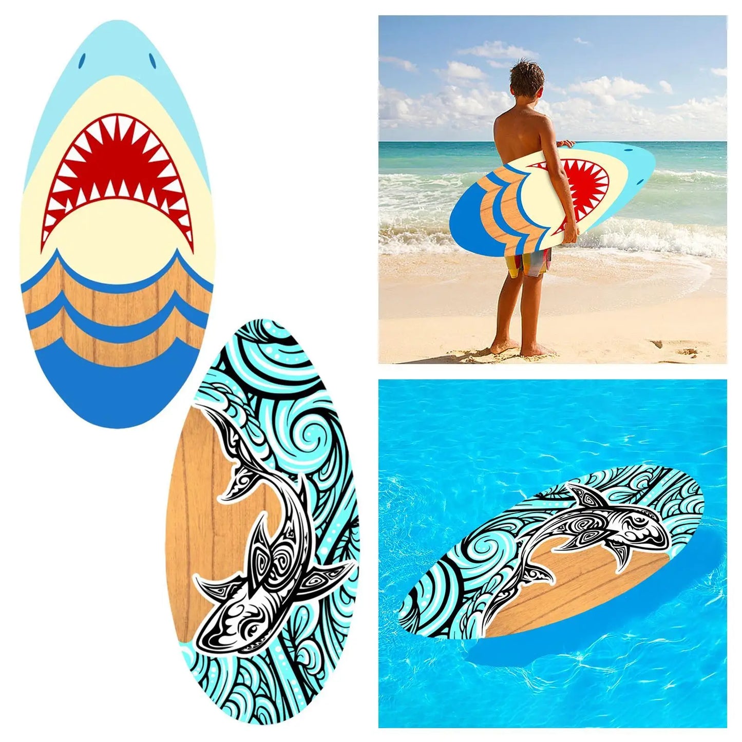 Skimboard Shallow Water 35 Inches Standing Beach Toys Small Surfboard Beach Sand Board for Beginners Children Adults Teens Kids