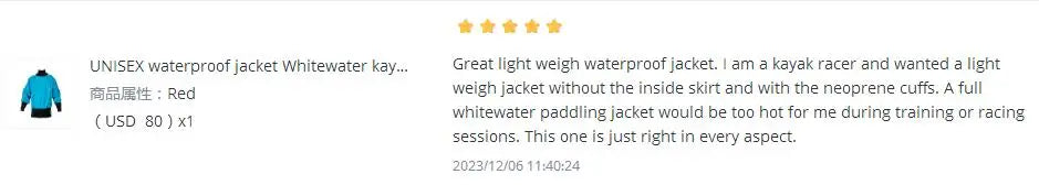 UNISEX waterproof jacket Whitewater kayak cags,semi-dry top jackets,sailing paddle rafting canoeing jacket