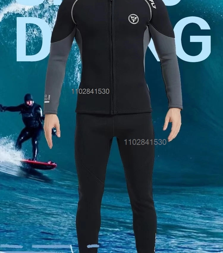3mm/2MM Men Wetsuit Neoprene Scuba Diving Suit Zipper Jacket Pants Spearfishing Swimwear Kayak Surfing Swimsuit