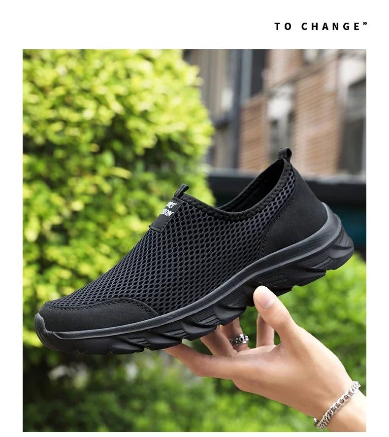 YRZL Sneakers Men Summer Casual Shoes Men Mesh Breathable Outdoor Non Slip Sports Shoes Slip on Loafers for Men Pius Size 38-46