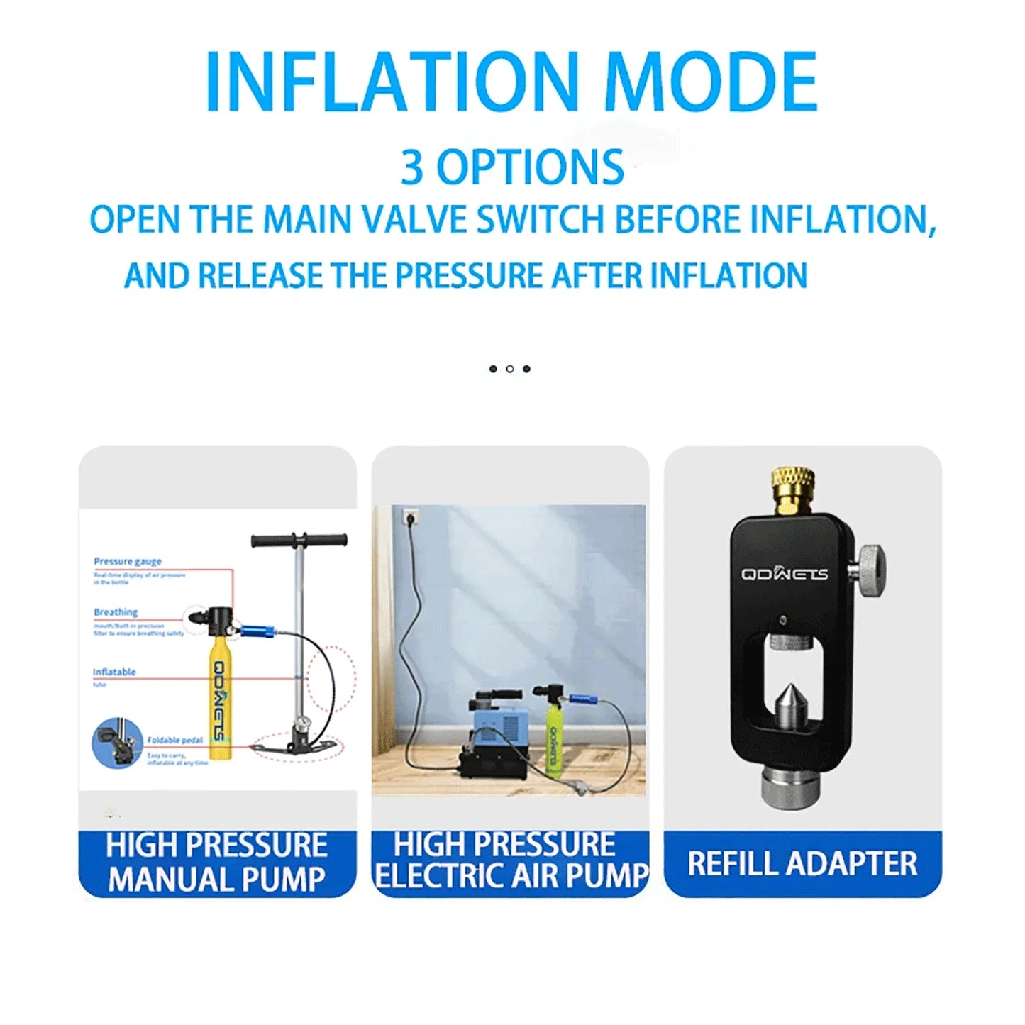 Mini Scuba Tank Diving Equipment 0.5L Outdoor Oxygen Scuba Diving Tank 5-10 Minutes Cylinder Snorkeling Set Hand Pump