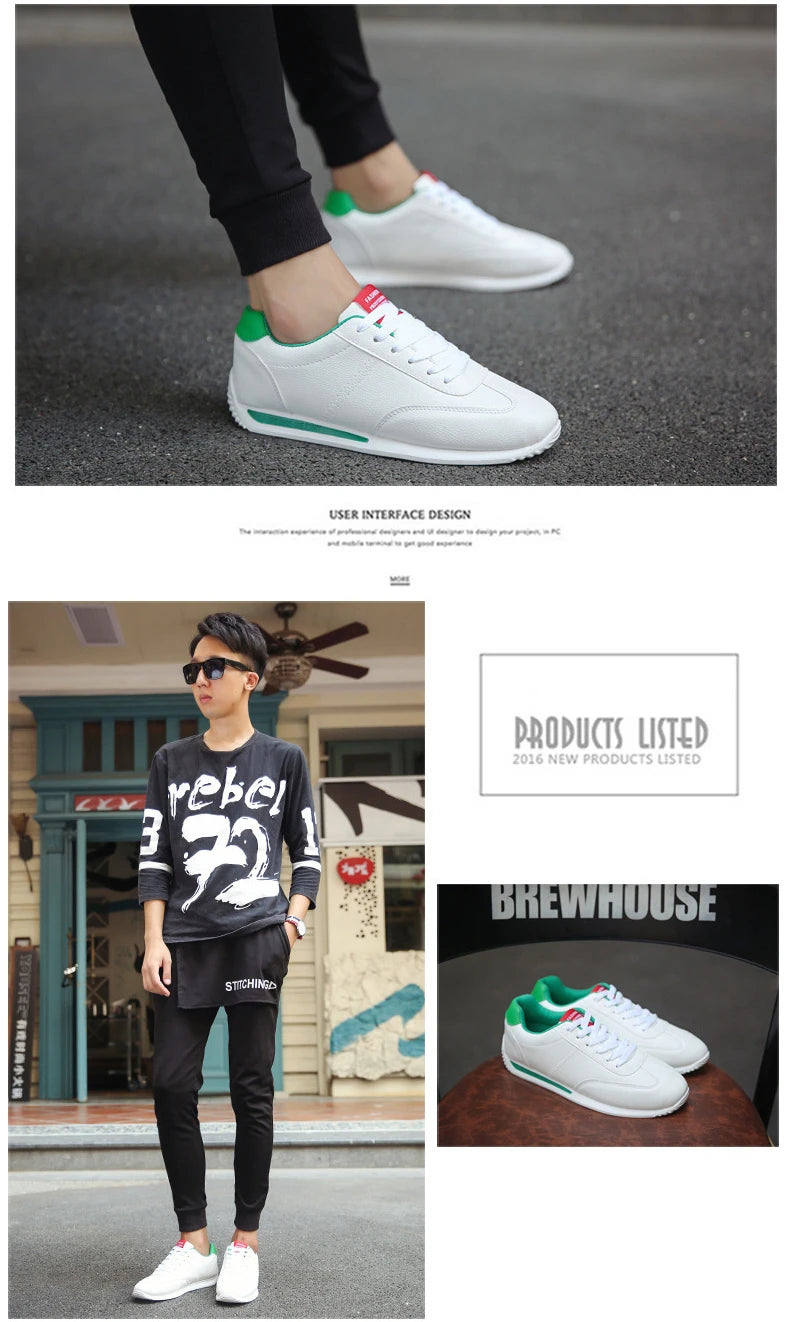 New PU Leather Sneakers Men Comforthable Vulcanized Shoes 2024 Trend Boys Sport Sneakers Mens Casual Shoes Fashion School Tennis