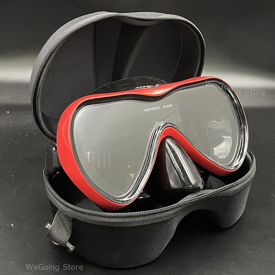 Dropshiping Adult Tempered Glass Tinct Scuba Diving Goggles Soft Silicone Swimming Mask Pack In Black Zipper Case