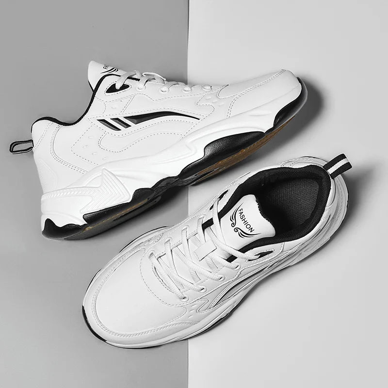 SYTK PU Leather Sneakers Men Casual Shoes Sports Boys Pure Black Plus Big Size 47 48 Tenis Masculino Shoes