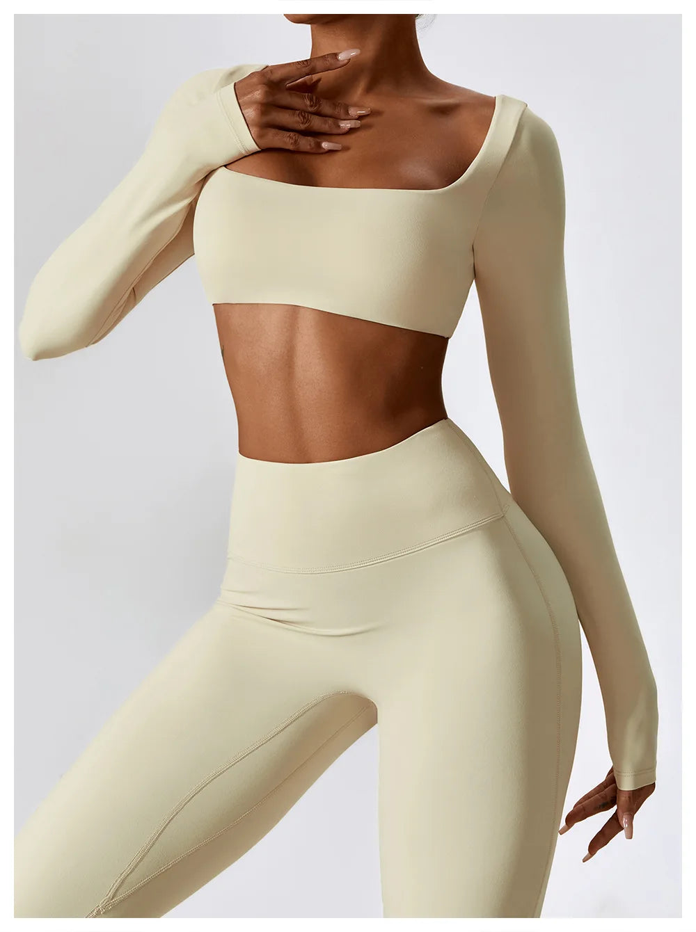 Women Workout Crop T Shirt Top Quick Dry Padded Sports Long Sleeve Gym Crop Tops Fitness Running Push Up Yoga Top