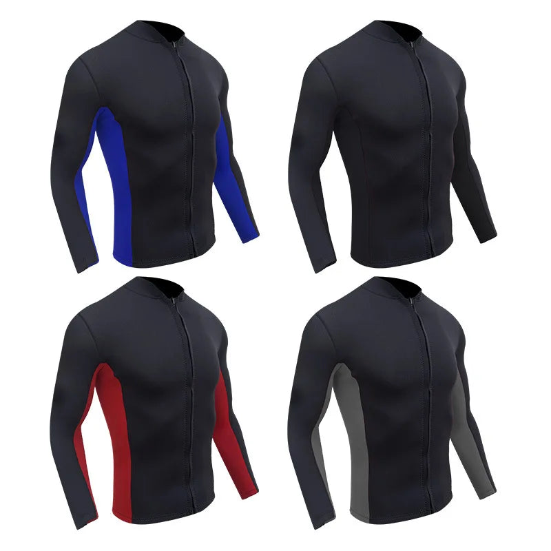 2MM Neoprene Diving Top Split Wetsuit Jacket Men's Water Sports Swimming Snorkeling Surfing Warm Wetsuit Top