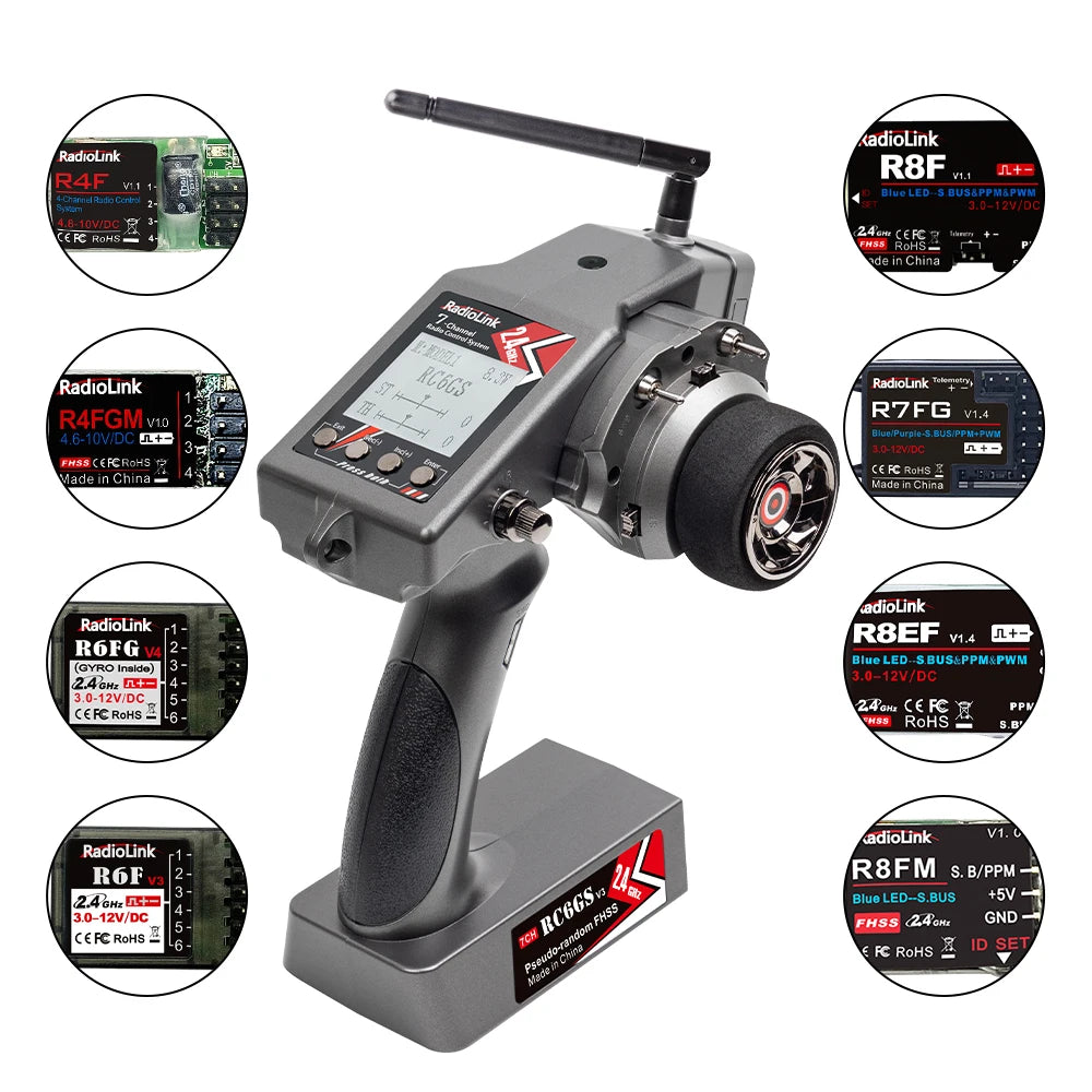 New Radiolink RC6GS V3 2.4G 7CH Radio Transmitter Remote Controller with R7FG Receiver Gyro Telemetry for RC Car /Boat /ship