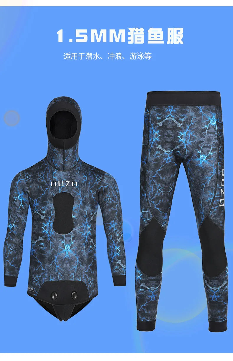 1.5MM Neoprene Wetsuit Men Camo WetSuits Keep Warm Surf Scuba Diving Suit Fishing Spearfishing Swimming Suit Kitesurf WetSuits