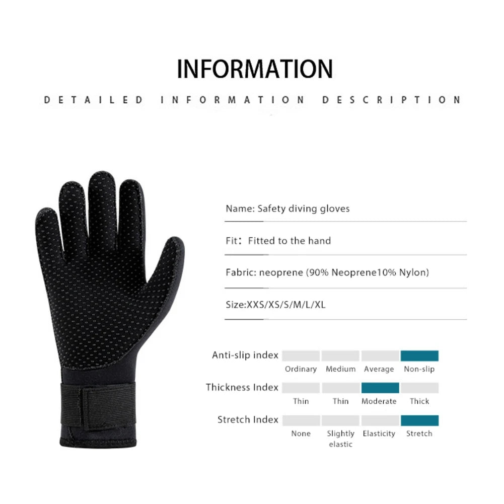 Elastic Scratch Proof Water Diving Gloves Snorkeling Five Finger Warm Wetsuit Non-slip Winter Gloves for Diving Aquatic Sports