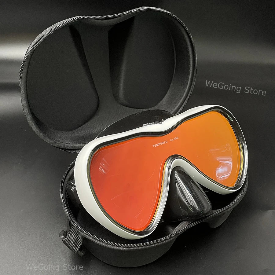 Dropshiping Adult Tempered Glass Tinct Scuba Diving Goggles Soft Silicone Swimming Mask Pack In Black Zipper Case