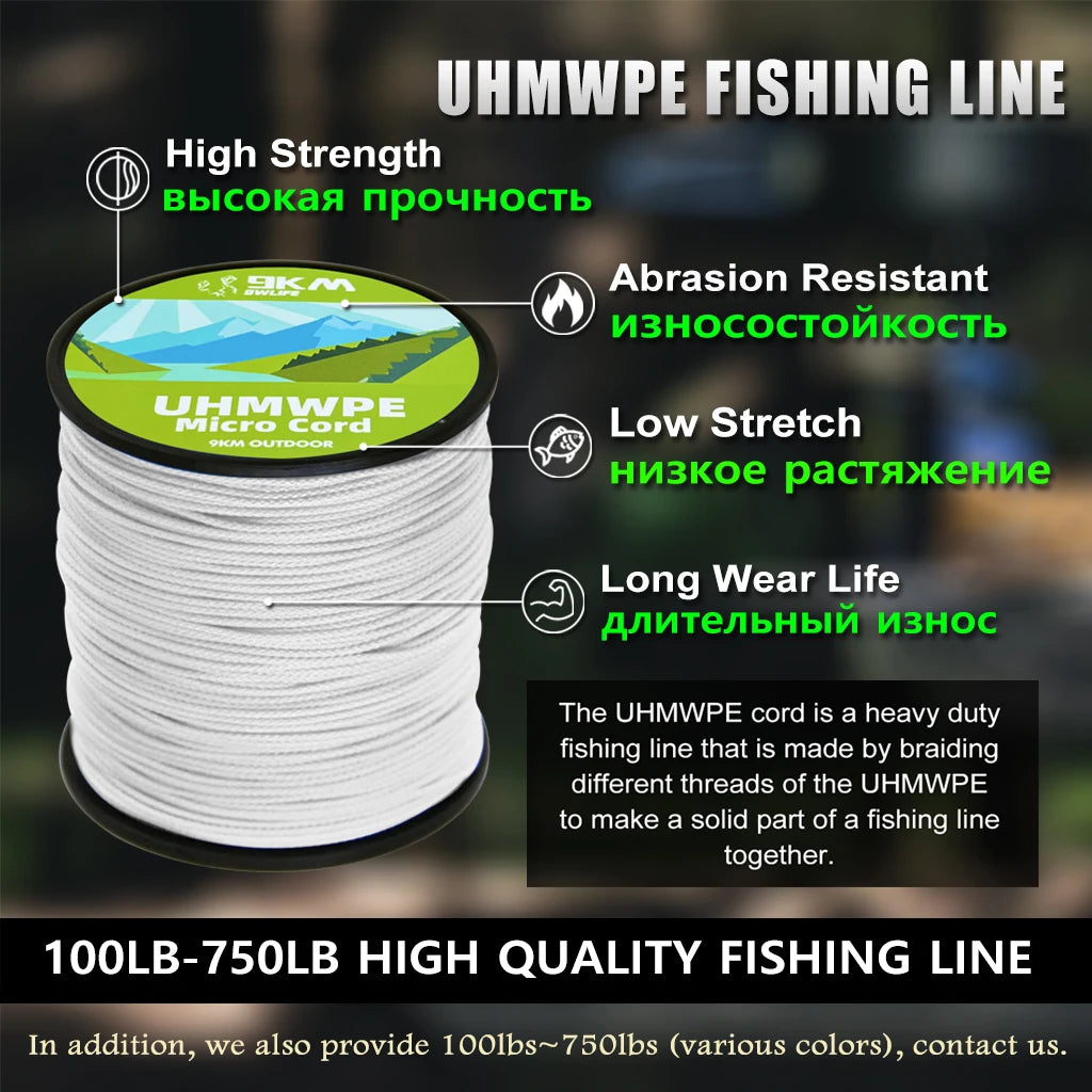 0.5~1mm Braided UHMWPE Cord Hollow Low Stretch Spectra Line Spliceable Rope Stunt Kitesurfing String Saltwater Fishing Line