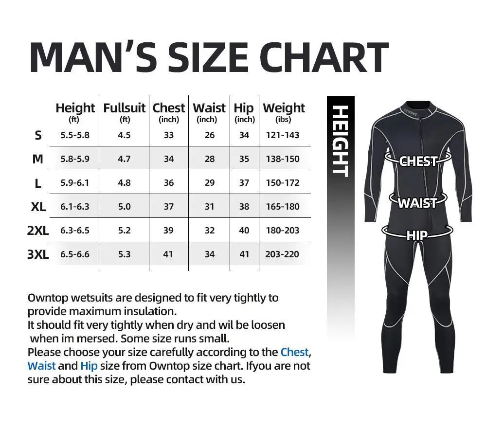 DEMMET 1.5mm SCR Men Neoprene One-piece Wetsuit Men's Long Sleeves Front Unzipper To Keep Warm And Cold Surf Snorkeling Kayak