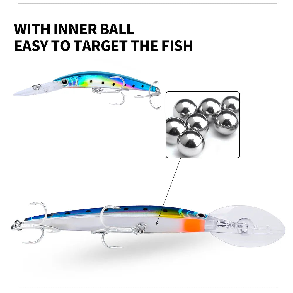 1 Pcs Big Minnow 17cm 27g Wobblers Fishing Lures Deep Diving Artificial Hard Bait Trolling Boat Sea Fishing Bass Pike Lure