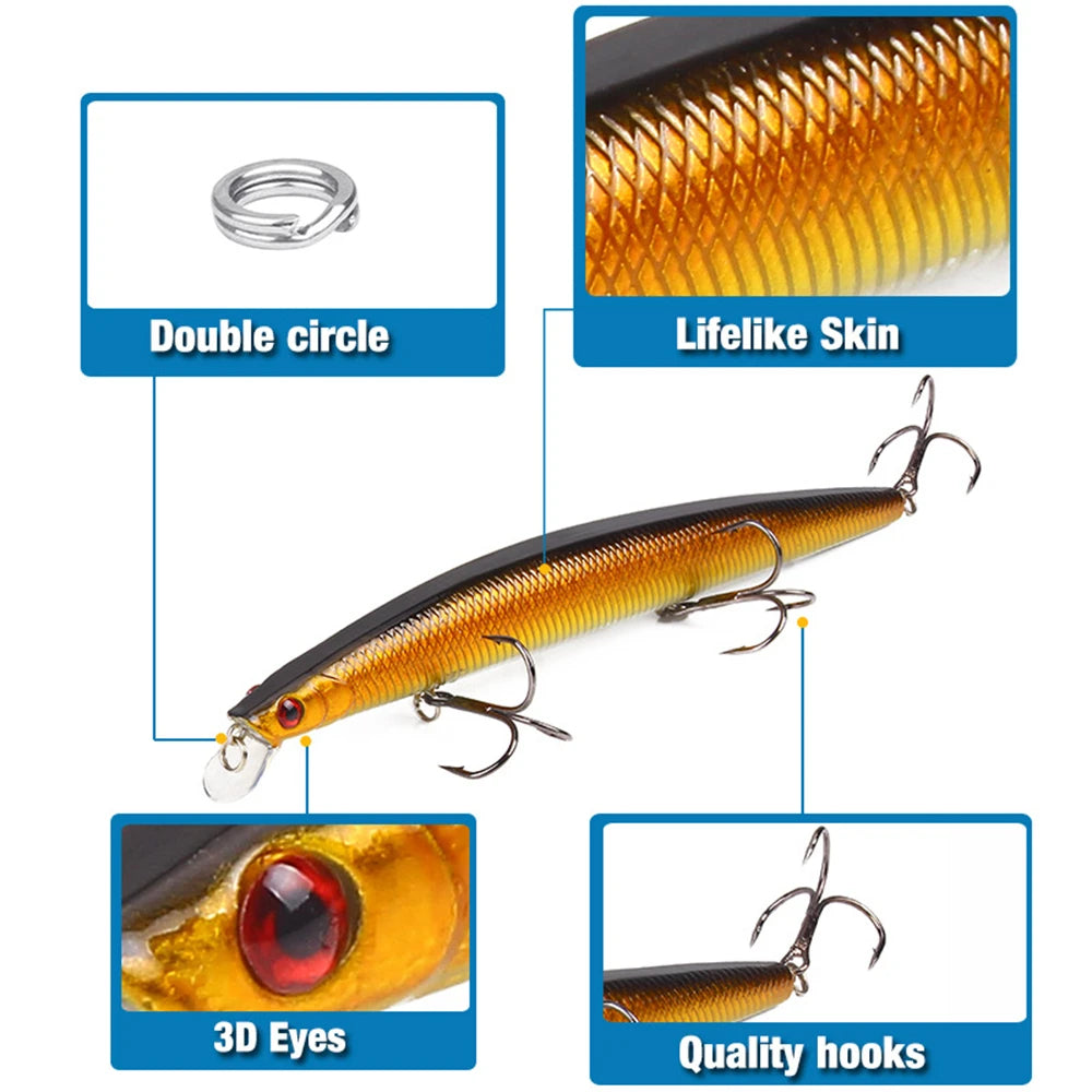 1pcs 18cm 23g Minnow Fishing Lure Laser Hard Artificial Bait Plastic Big Fake Fish Lures Sea Fishing Bait Crankbait Wobblers