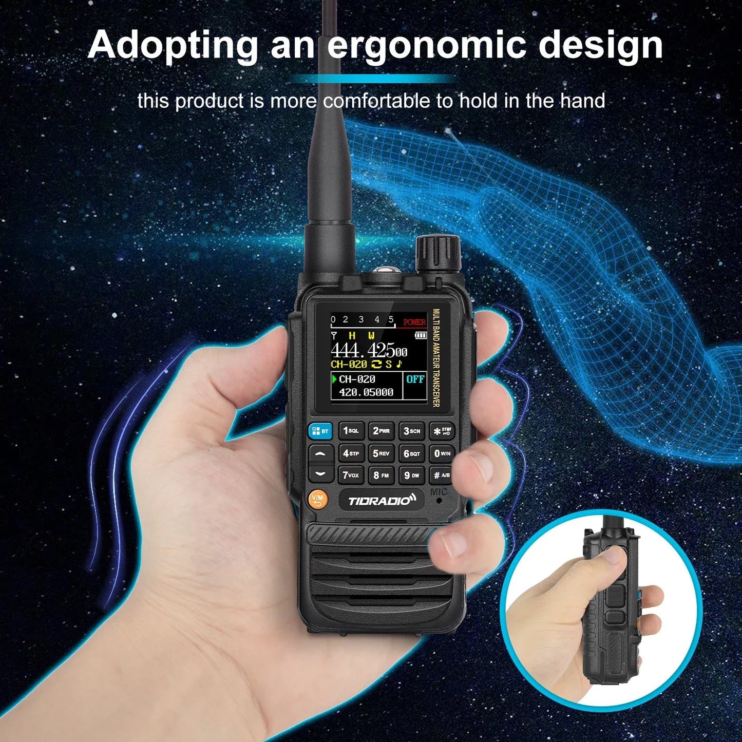 TIDRADIO H3 Long Range Walkie Talkie Phone APP Wireless Programming Air Band Ham Two Way Radio USB Type-C Programming &Charge