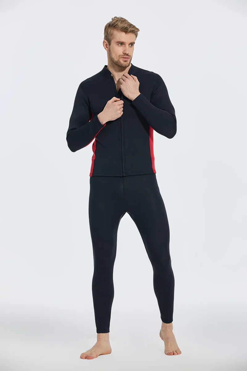 2MM Neoprene Diving Top Split Wetsuit Jacket Men's Water Sports Swimming Snorkeling Surfing Warm Wetsuit Top