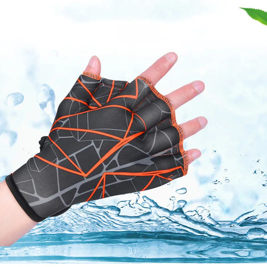 1 Pair Nylon Aquatic Swimming Gloves Water Training Hand Webbed Water Sports Gloves Unisex Snorkeling Surfing Swimming Glove