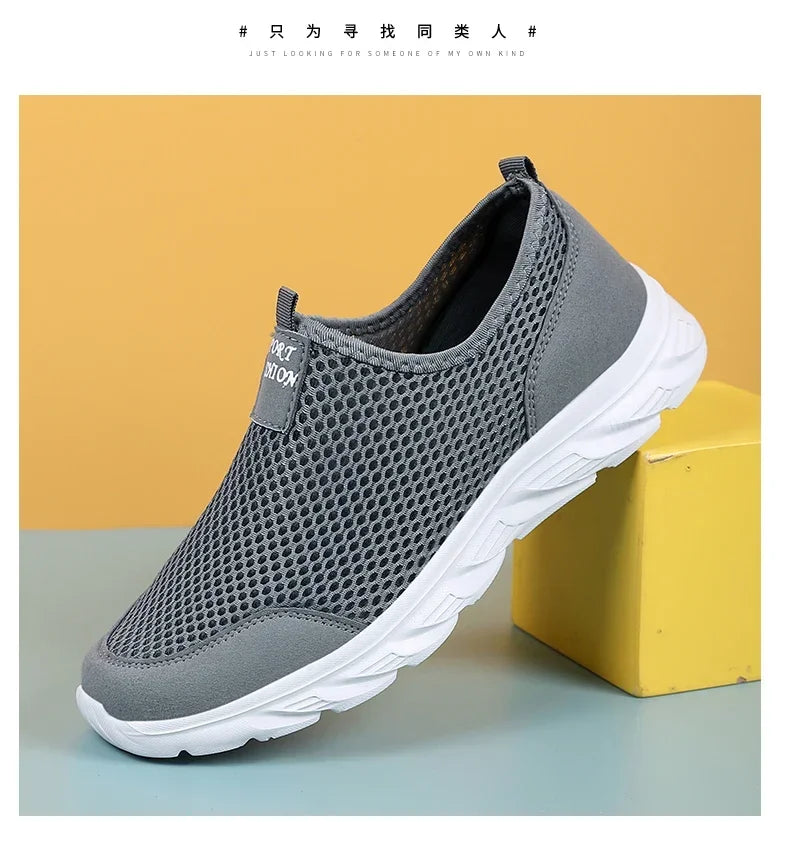 YRZL Sneakers Men Summer Casual Shoes Men Mesh Breathable Outdoor Non Slip Sports Shoes Slip on Loafers for Men Pius Size 38-46