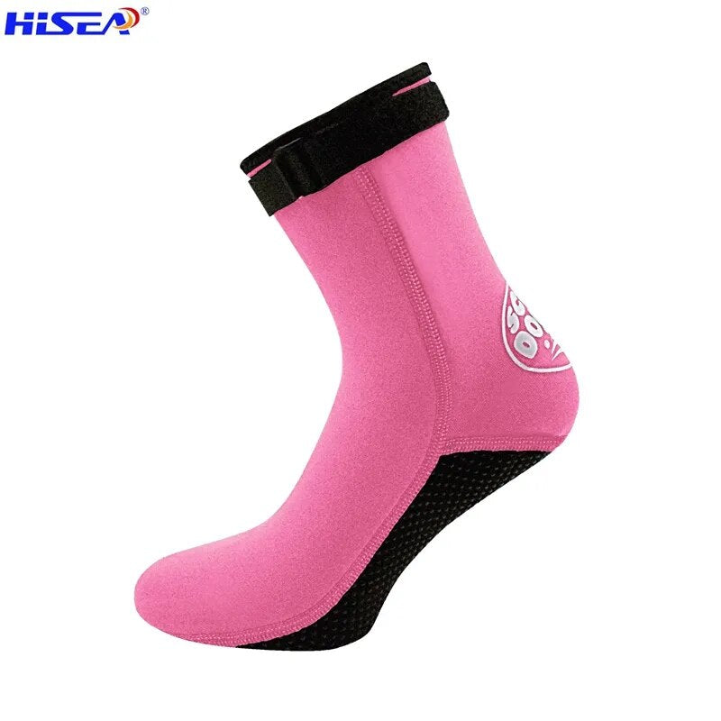 Hisea 3mm neoprene Winter swimming surfing fishing diving sox soft anti scratch sox Shoes high upper warm Non-slip shoes