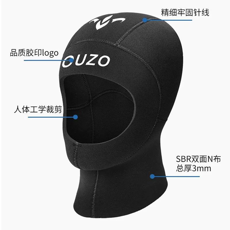 3MM 5MM Neoprene Scuba Diving Cap Hood Snorkeling Equipment Hat Cap Winter Swim Warm Wetsuit Spearfishing Drop Hood