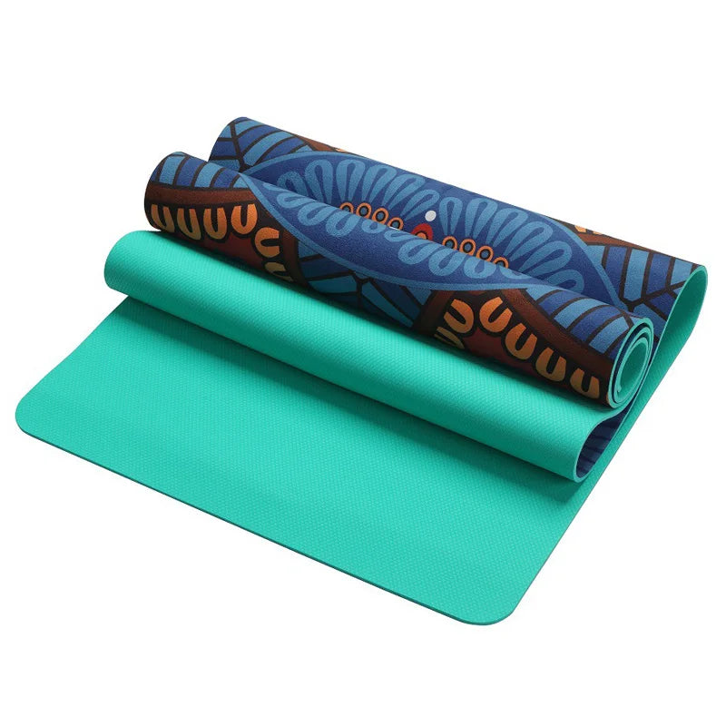 5.5 MM Lotus Pattern Suede TPE Yoga Mat Pad Non-slip Slimming Exercise Fitness Gymnastics Mat Body Building Esterilla Pilates