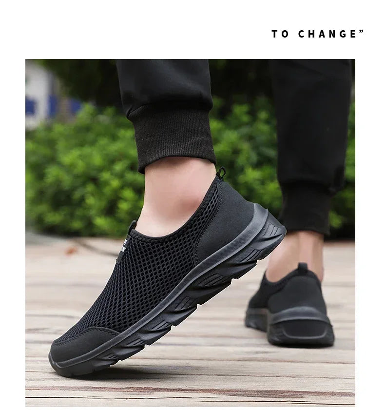 YRZL Sneakers Men Summer Casual Shoes Men Mesh Breathable Outdoor Non Slip Sports Shoes Slip on Loafers for Men Pius Size 38-46