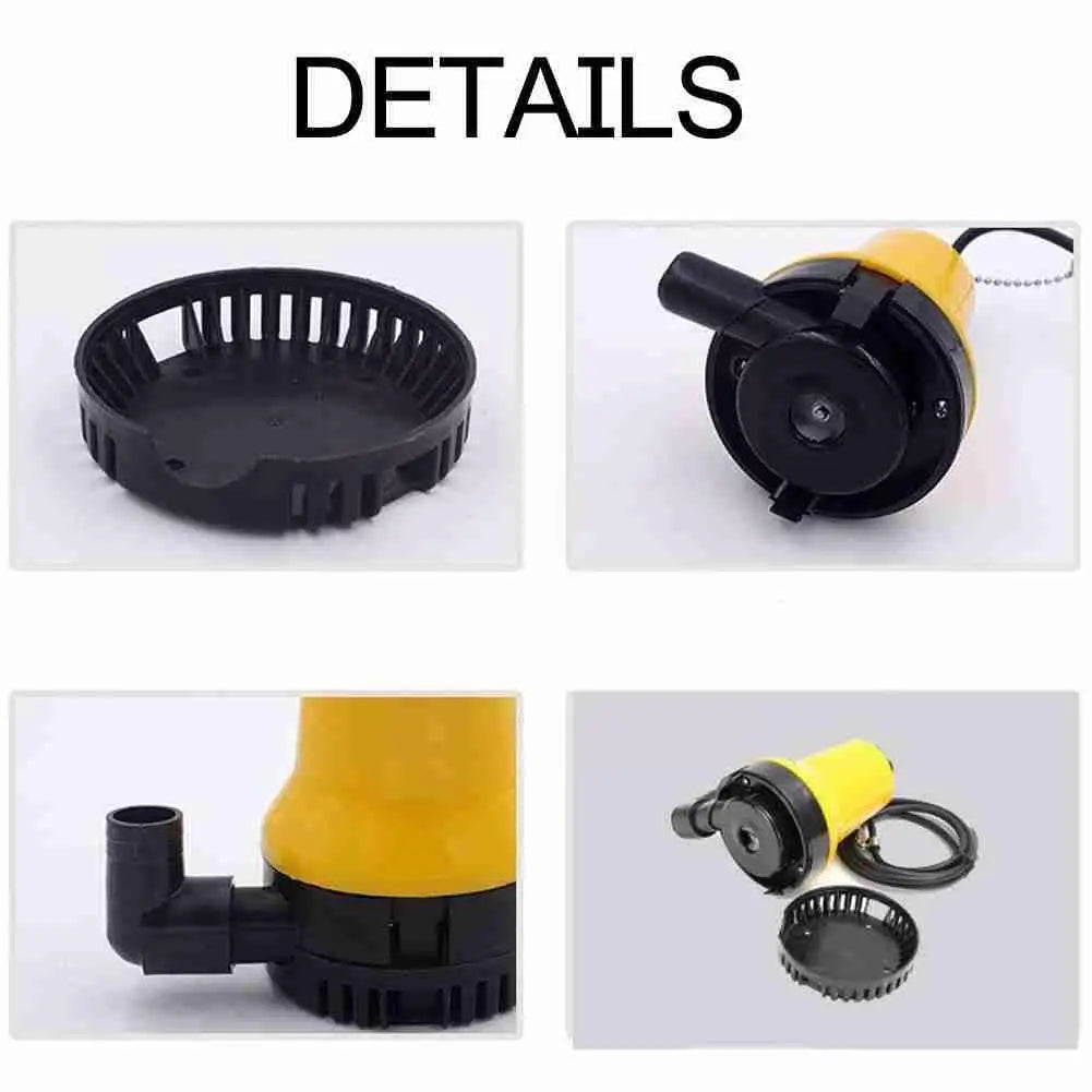 12V Bilge Pump Submersible 1620GPH 6000L/H Clean Dirty Pond Water Household Automatic Pumping Bilge Pool Boat Marine Flood O5B9