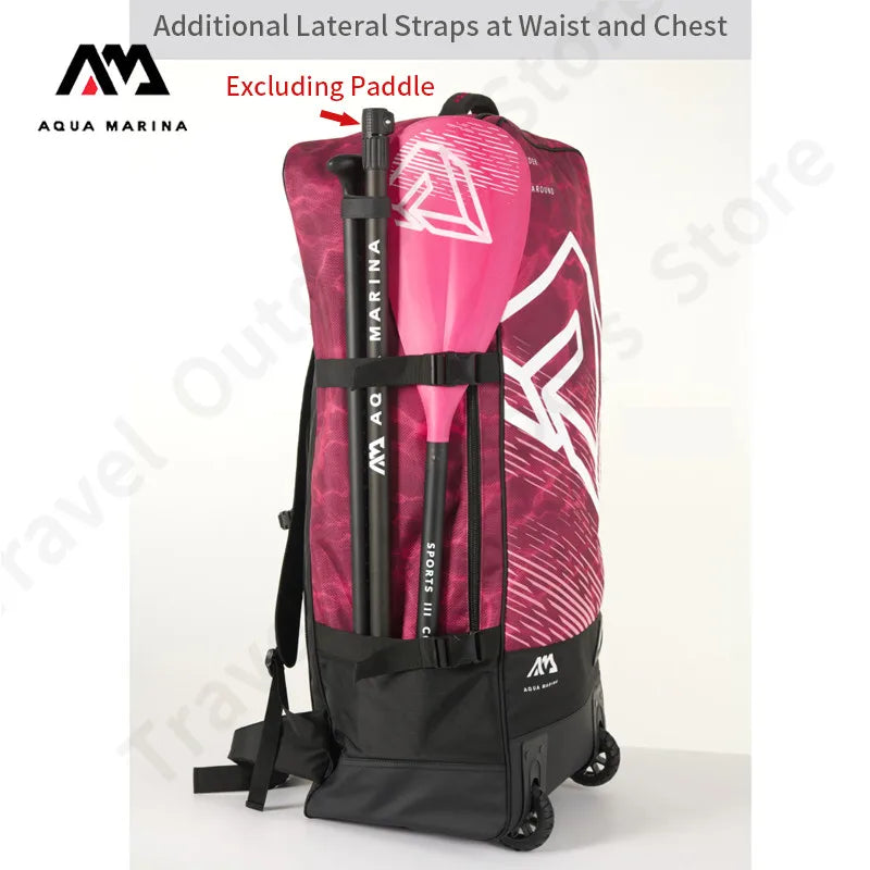 AQUA MARINA Aquatic Sports Backpack 90L Large Capacity Pulley Backpack Save Effort Suitcase Kayak Paddle Storage Bag 97x46x30cm