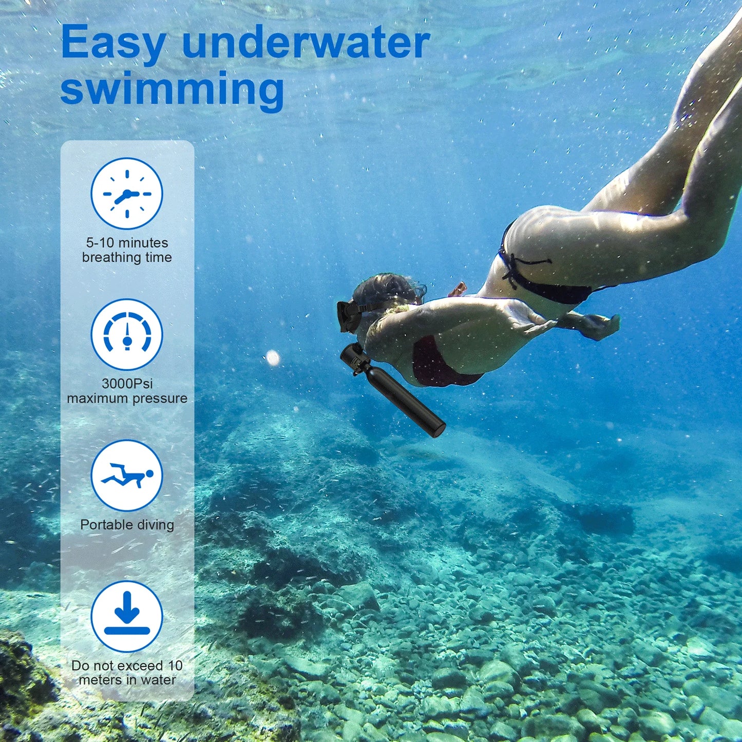 Mini Scuba Tank Diving Equipment 0.5L Outdoor Oxygen Scuba Diving Tank 5-10 Minutes Cylinder Snorkeling Set Hand Pump